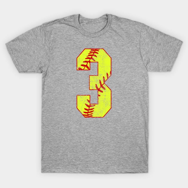 Fastpitch Softball Number 3 #3 Softball Shirt Jersey Uniform Favorite Player Biggest Fan T-Shirt by TeeCreations